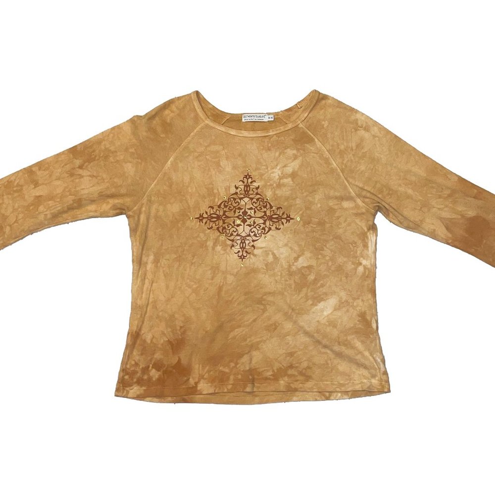 Boho / western / cowboy 3/4 sleeve embroidered bedazzled top